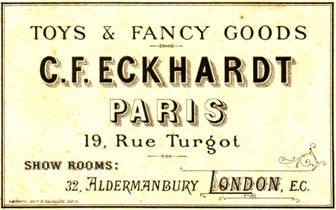 Geschäftskarte C.F. Eckhardt, Paris - 19, Rue Turgot